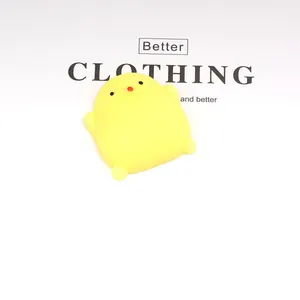 Yellow chick-shaped TPR squishy toy for stress relief shown on white background
