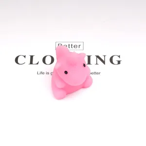 Close-up macro view of a soft pink TPR animal squishy toy for effective stress relief