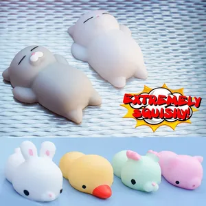 Colorful animal mochi squishy stress relief toys made of soft TPR material.