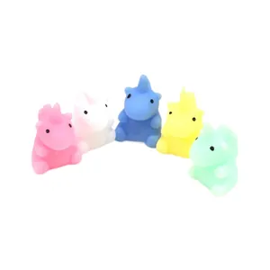 Set of five colorful mini unicorn squishy toys for stress relief made of soft TPR material