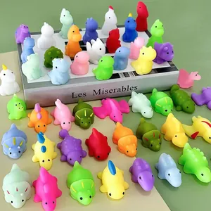Collection of various colorful TPR mini animal squishy toys designed for stress relief and fun