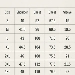 Detailed size chart for men's solid color Polo shirt with dimensions from S to 4XL