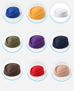 Collection of multi-color woolen stewardess pillbox hats for stage performance and hotel.