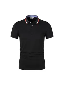 Men's Basic Solid Color Polo Shirt Contrast Striped Collar Short Sleeve Polyester Breathable Casual Summer Top For Men