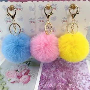 Soft Faux Fur Pompom Keychain Plush Ball Bag Pendant With Alloy Lobster Clasp Decorative Accessory For Handbags Keys Women Girls