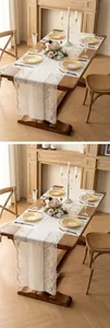 Elegant French lace table runner and placemat set for romantic home dining table decor