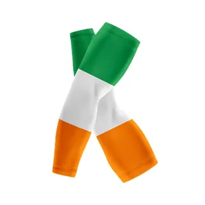 Breathable UV sun protection arm sleeves with Ireland flag tricolor design for fans