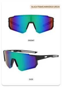 Detailed front and side views of black frame kids glasses with iridescent lenses