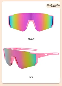 Occhiali da ciclismo rosa per bambini con lenti a specchio e protezione UV400 sicura