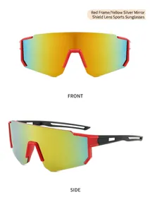 Children's sports cycling sunglasses with UV400 protection showing front and side views.