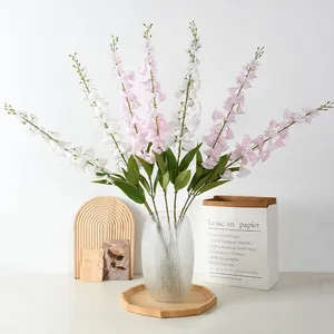 Elegant long stem artificial lily of the valley and delphinium flowers for home decor