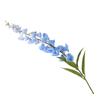 Single stem of artificial blue delphinium flowers for wedding home decoration