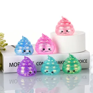 Cute Poo Shaped Squishy Toy Glitter Stress Relief Squeeze Toy With Expression TPR Maltose Filling Novelty Desk Toy For Adults