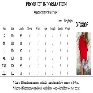 Tableau des tailles détaillé pour t-shirt à manches courtes et col rond de couleur unie