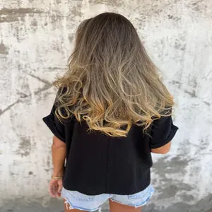 Back view of a fashionable casual black crew neck short sleeve t-shirt for summer