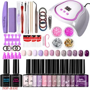 Kit professionale per gel ricostruzione unghie con lampada UV LED e strumenti vari