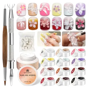 Kit professionale gel extension unghie con vasetti gel UV e strumenti nail art 3D