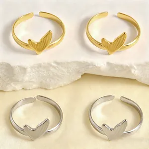 Elegant stainless steel adjustable mermaid tail rings in 18K gold and silver plating