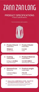 Technical specifications for multi-layer S925 sterling silver moissanite earrings.