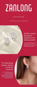 Close-up of elegant S925 sterling silver multi-layer Moissanite earrings on model.