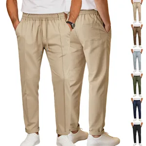 Pantaloni Poliestere Casual Uomo Vita Elastica Con Coulisse Gamba Dritta Tinta Unita Traspirante Vacanze Stile Spiaggia
