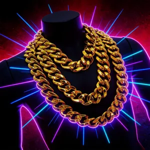 Hip Hop Chunky Chain Necklace UV Plated CCB Plastic Exaggerated Large Gold Chain Costume Performance Party Unisex Novelty