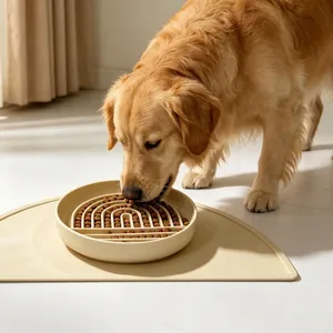 Eco-friendly silicone slow feeder dog bowl and mat set with anti-choking design