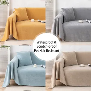 Durable chenille sofa covers in 4 colors, waterproof and pet scratch-resistant fabric