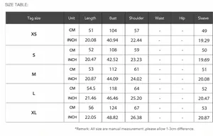Detailed size chart for women's casual striped knit sweater in CM and INCH