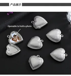 Close-up of heart-shaped stainless steel locket opening to reveal a photo inside