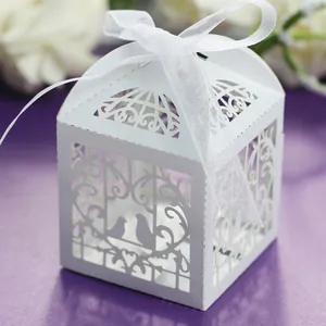 Candy Box Laser Cut Musical Note Pearlescent Paper Gift Packaging With Ribbon Bow For Wedding Party European Style