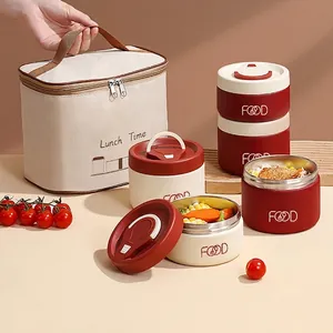 304 Stainless Steel Insulated Lunch Box Vacuum Sealed Leak-proof Food Jar Portable Bento Container For Office School