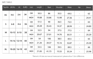 Detailed clothing size chart for striped long-sleeved T-shirt in CM and inches