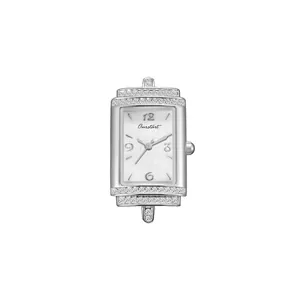Luxury silver square ladies watch head with sparkling rhinestones, Ourstart brand