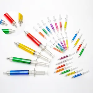 Creative Syringe Shaped Gel Pens Assorted Macaron Colors 0.5mm Black Ink Novelty Plastic Pens For School Office Students Gift Stationery