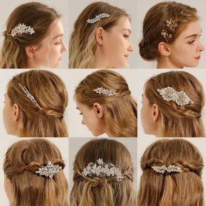 Elegant Bridal Hair Comb Alloy Rhinestone Crystal Faux Artificial Pearl Vintage Wedding Banquet Headpiece Accessory Women