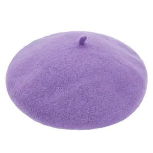 Elegant purple wool beret hat for women with a classic vintage painter style design