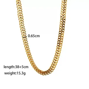 Collier chaîne épais en acier titane plaqué or 18K avec détails de taille et de poids
