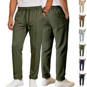 Herren Freizeithose Locker Atmungsaktiv Hohe Taille Kordelzug Köpergewebe Einfarbig Mode Urban Lange Hose