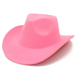 Detailed side view of a vibrant pink woolen jazz hat with a curved brim design