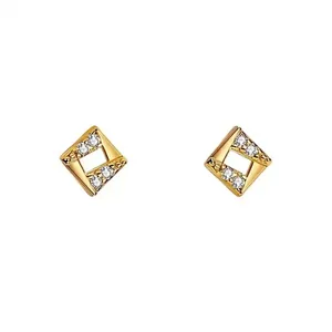 Elegant geometric square stud earrings with sparkling rhinestones in a luxury gold finish.