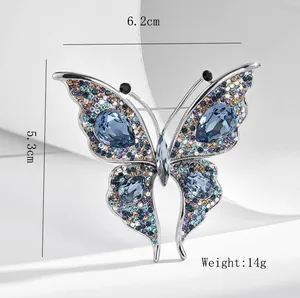 Detailed size view of an exquisite crystal butterfly brooch pin weighing 14g