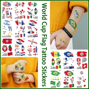 Temporary Tattoo Stickers National Flag Soccer Theme Waterproof Body Face Art For Sports Fans Party