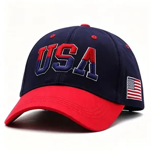USA Flag Baseball Cap Cotton 3D Letter Embroidery Washed Vintage Adjustable Sun Hat Outdoor Sport Men Women