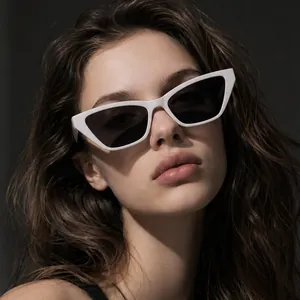 Retro Women Cat Eye Sunglasses Fashion Rectangular Colored Lens Shades UV400 PC Frame AC Lens Vintage Fashion Outdoor Sun Glasses