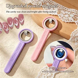 Detailed macro view showing purple ring magnet creating cat eye nail art effects