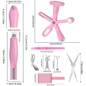 Professional multi-functional pink cat eye magnet nail tools with detailed dimensions.