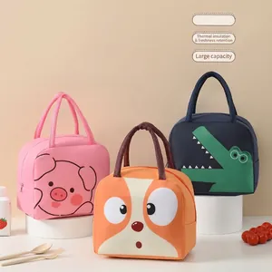 Borsa Portapranzo Termica Portatile in Tessuto Oxford Motivo Animale Cartone Animato Carino Bento Box Tote Borsa Frigo Per Studenti Ufficio Picnic