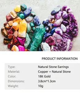 Détails des spécifications pour boucles d'oreilles en pierre naturelle avec cœur