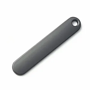 Blank gunmetal grey metal rectangular tag for custom engraving keychain detail view